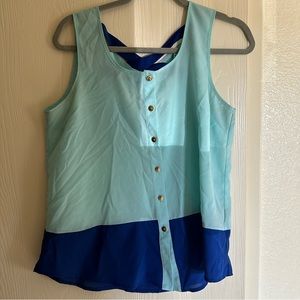 Blue Buttoned Tank